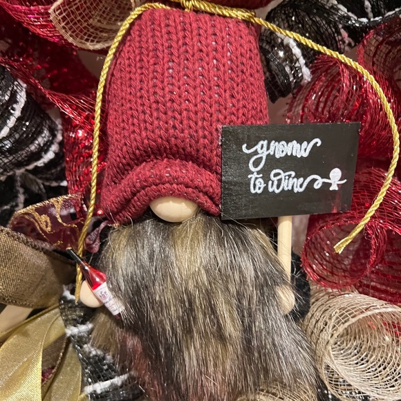 Wine Gnome Ribbon Handmade Wreath 22 inches “Time to wine down” #W1 - Picture 7 of 11